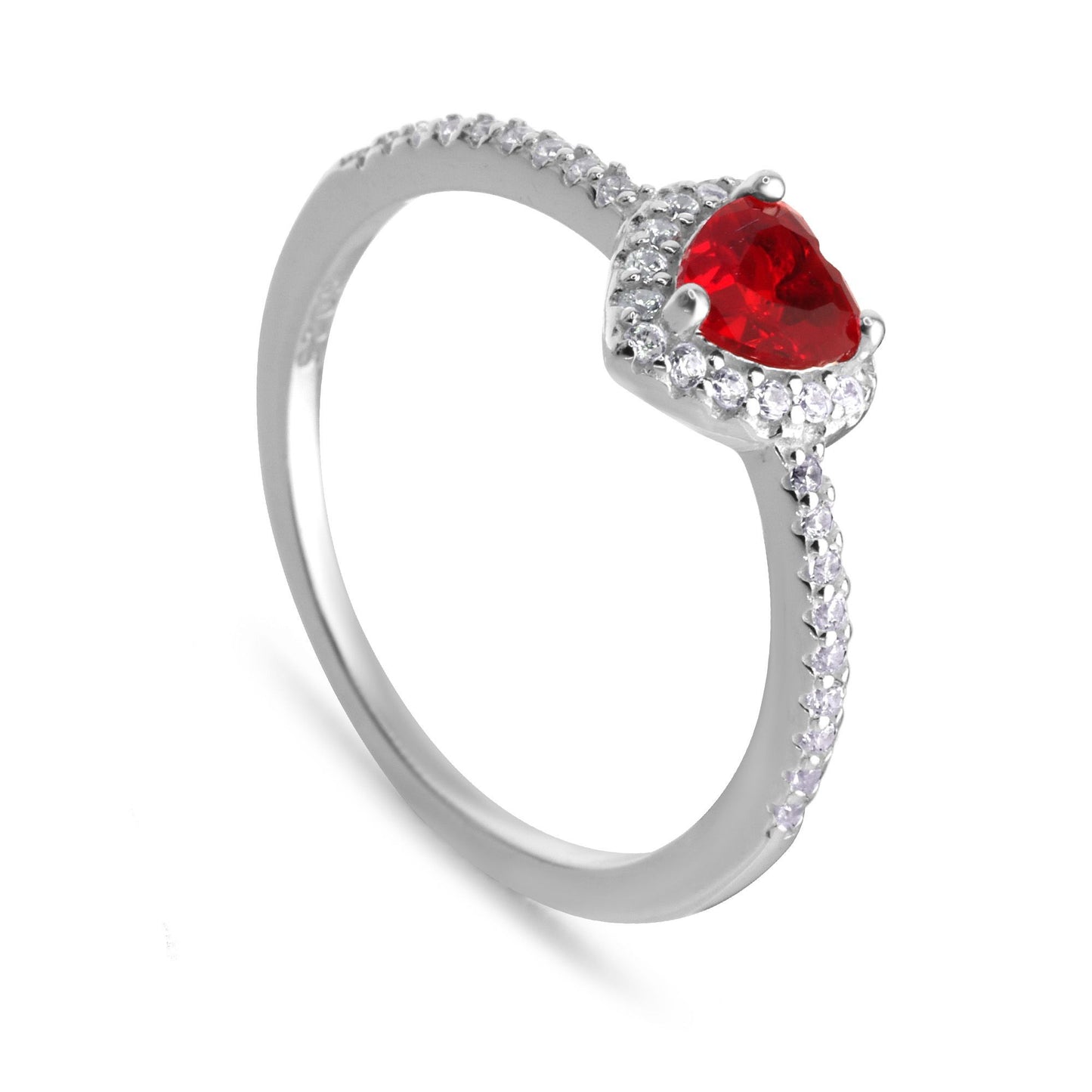 Anillo de Plata 925 Diseño Circón Color Rubí y Circones Tradicionales