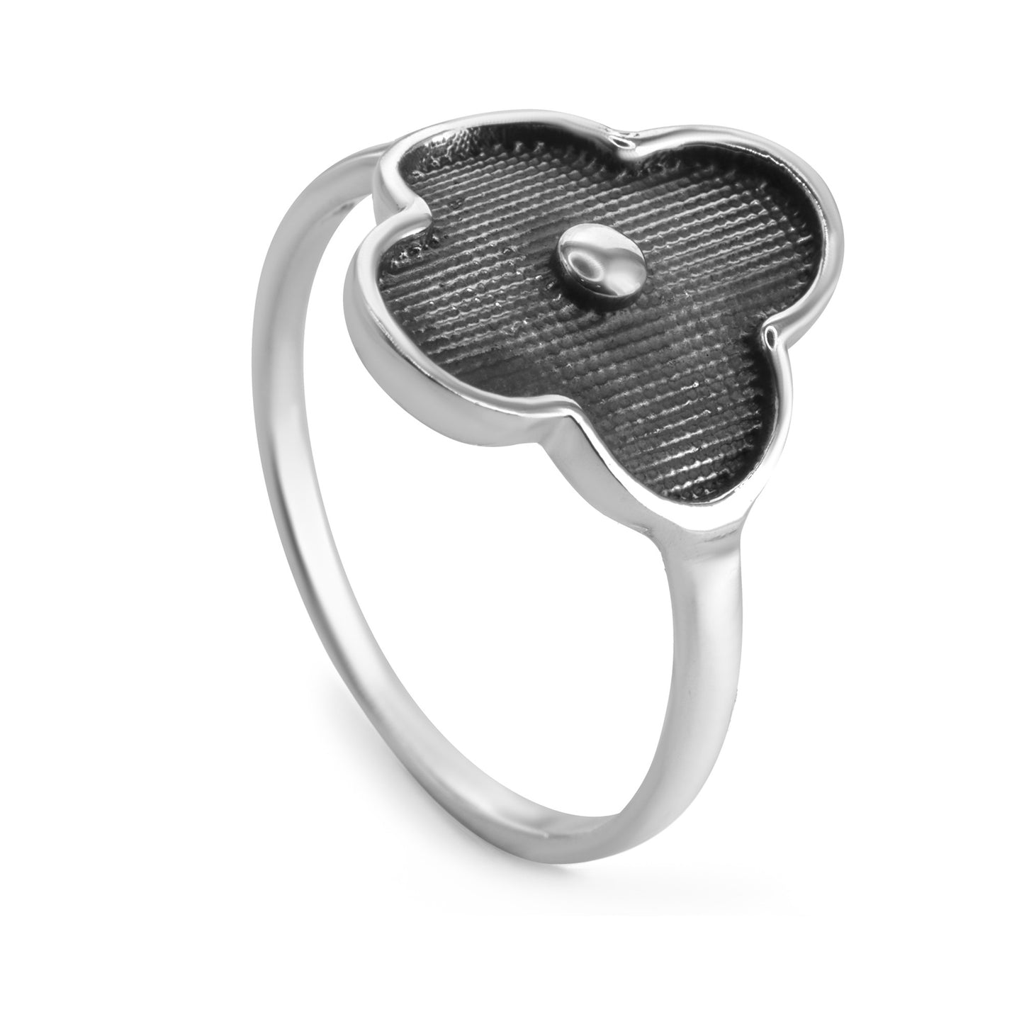 Anillo de Plata 925 Diseño Flor con Terminación Envejecida