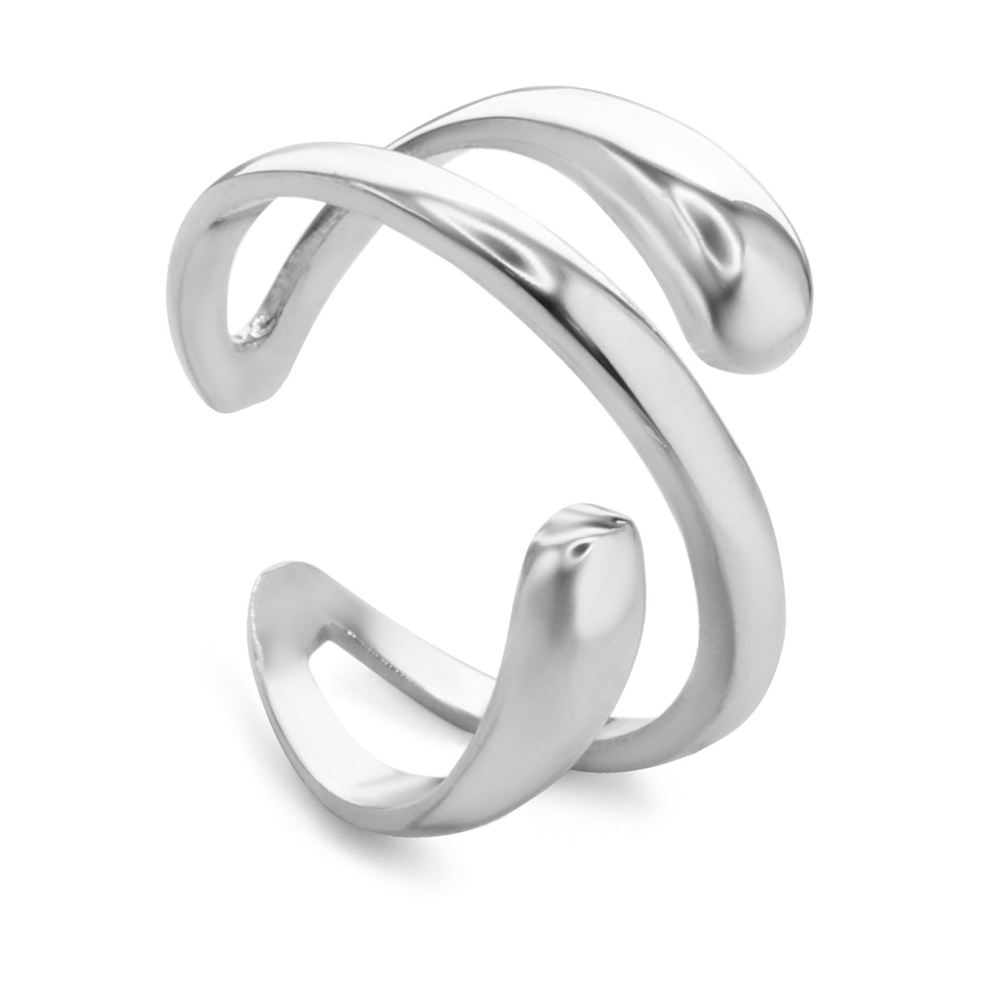 Anillo de Plata 925 Estilo Cruzado de Textura Lisa