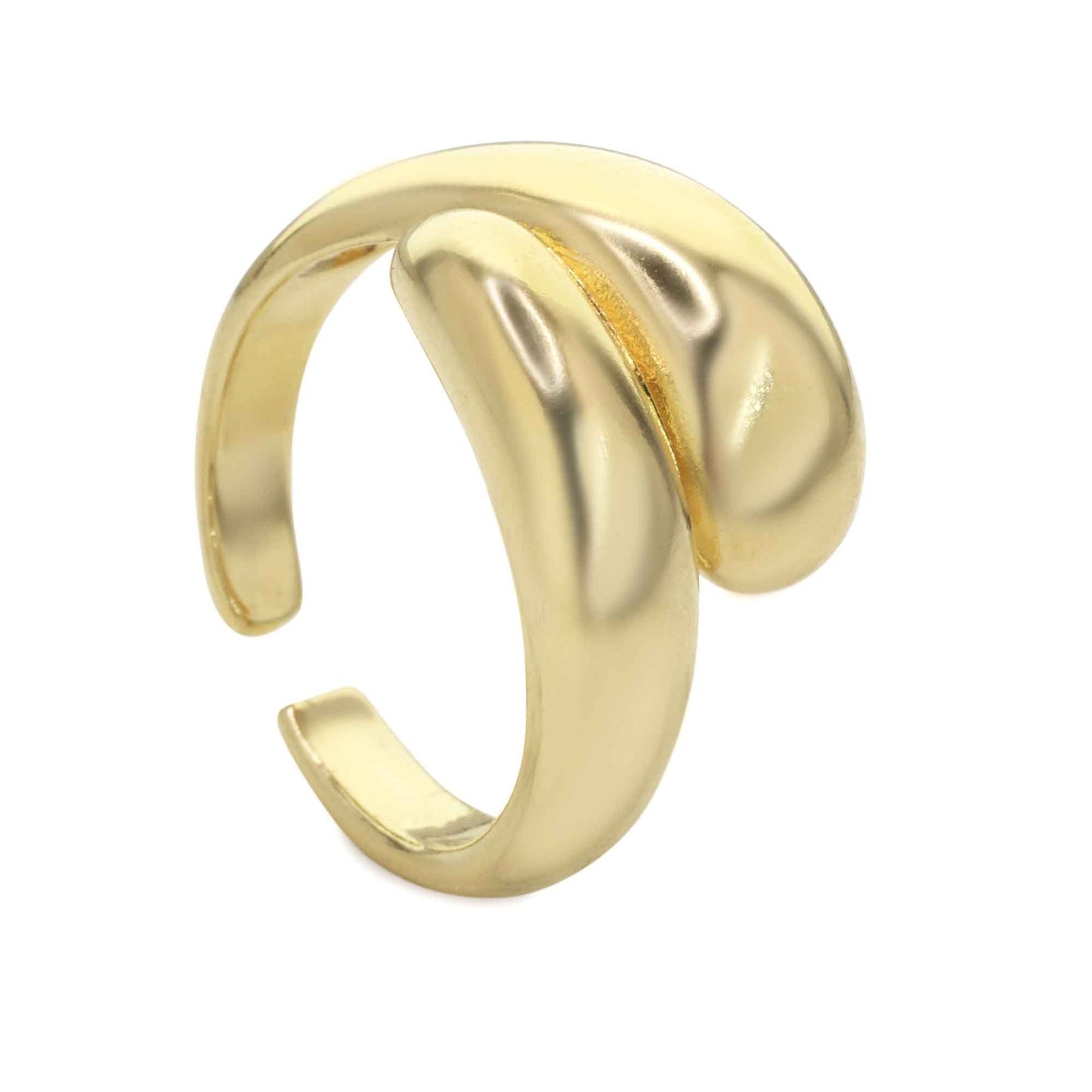 Anillo Enchapado en Oro Diseño Cruzado Liso