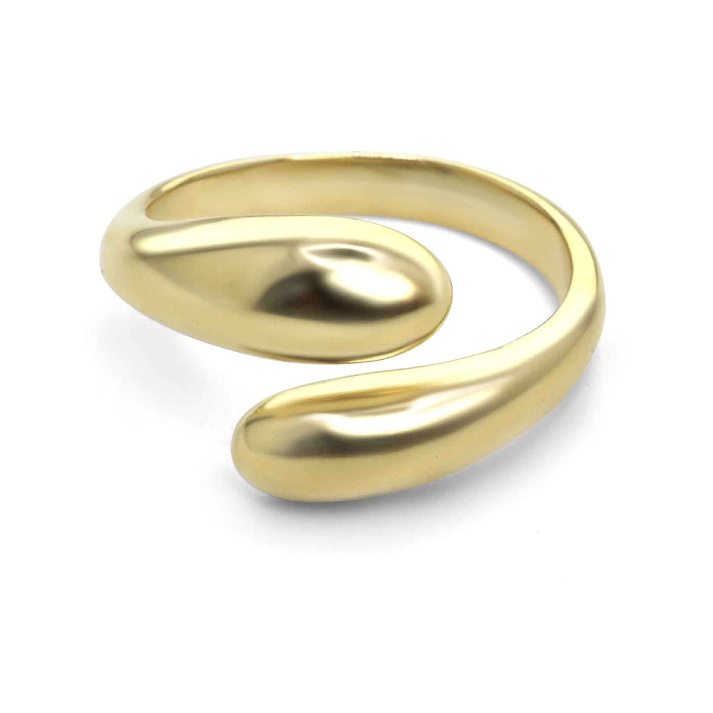Anillo Enchapado en Oro Diseño Gota Semi Abierto