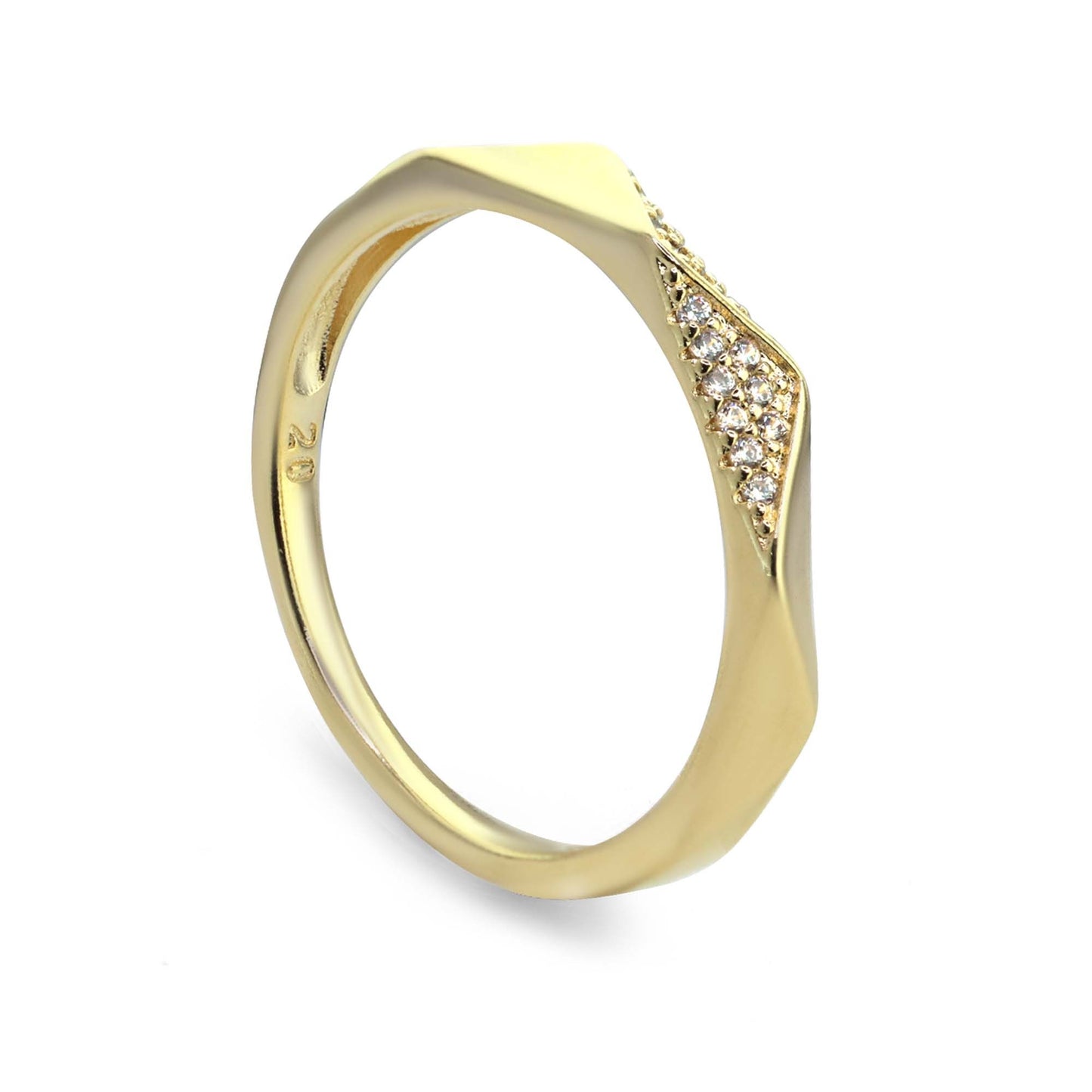 Anillo Enchapado en Oro Estilo Biselado con Circones
