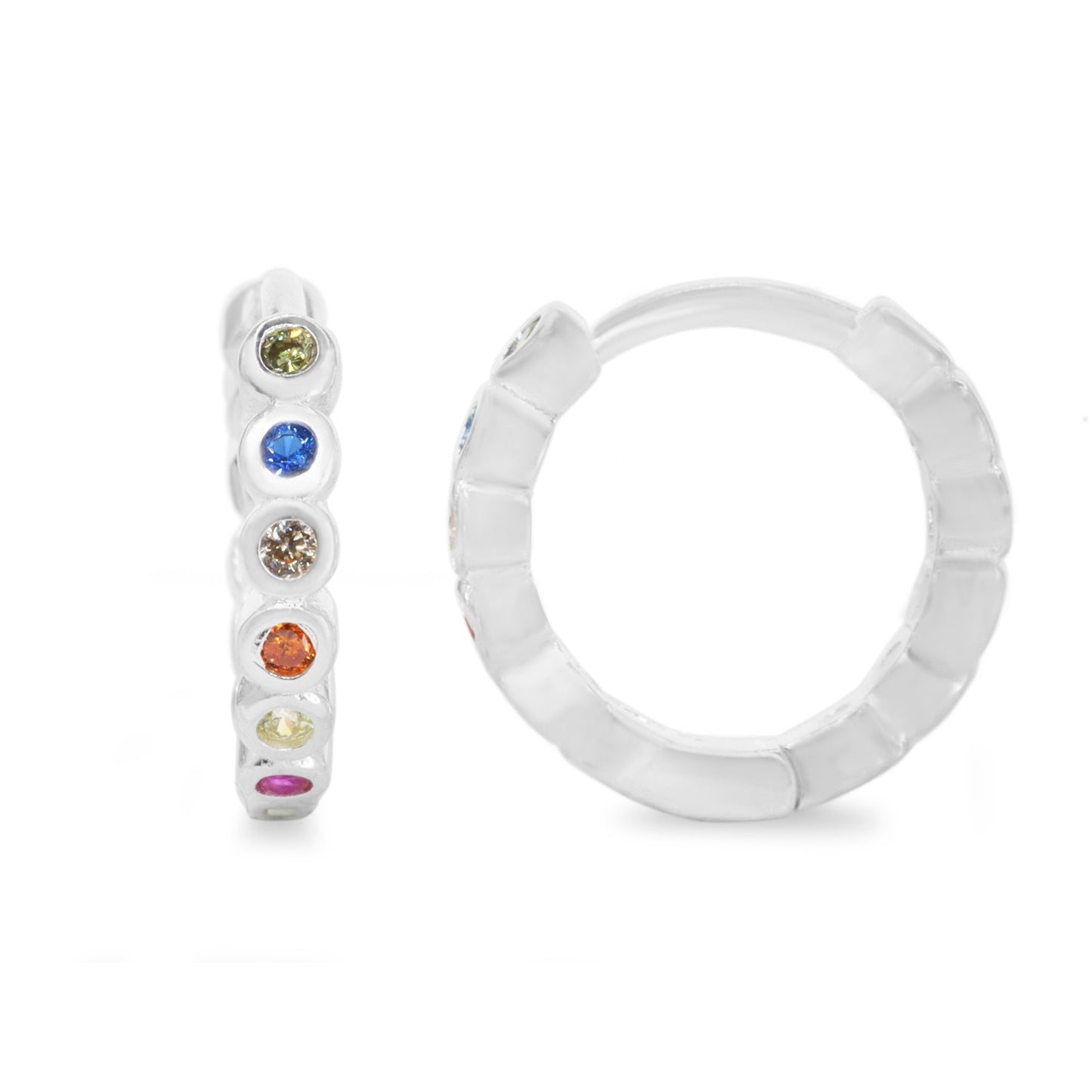 Aros de Plata 925 Argolla de Circones de Colores