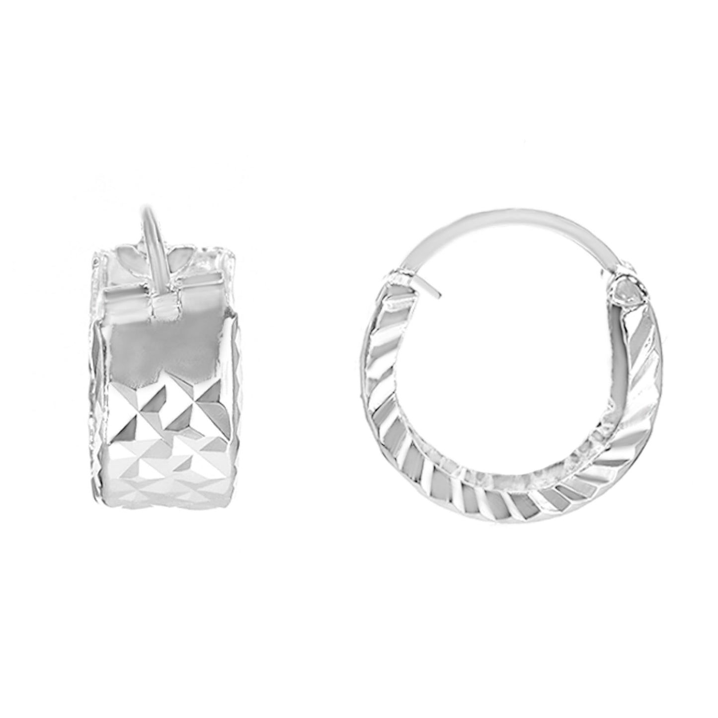 Aros de Plata 925 Argollas Diseño Textura Diamantada