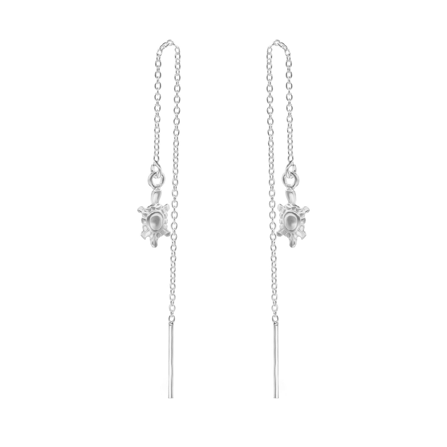 Aros de Plata 925 Diseño Cadena con Colgante de Tortuga