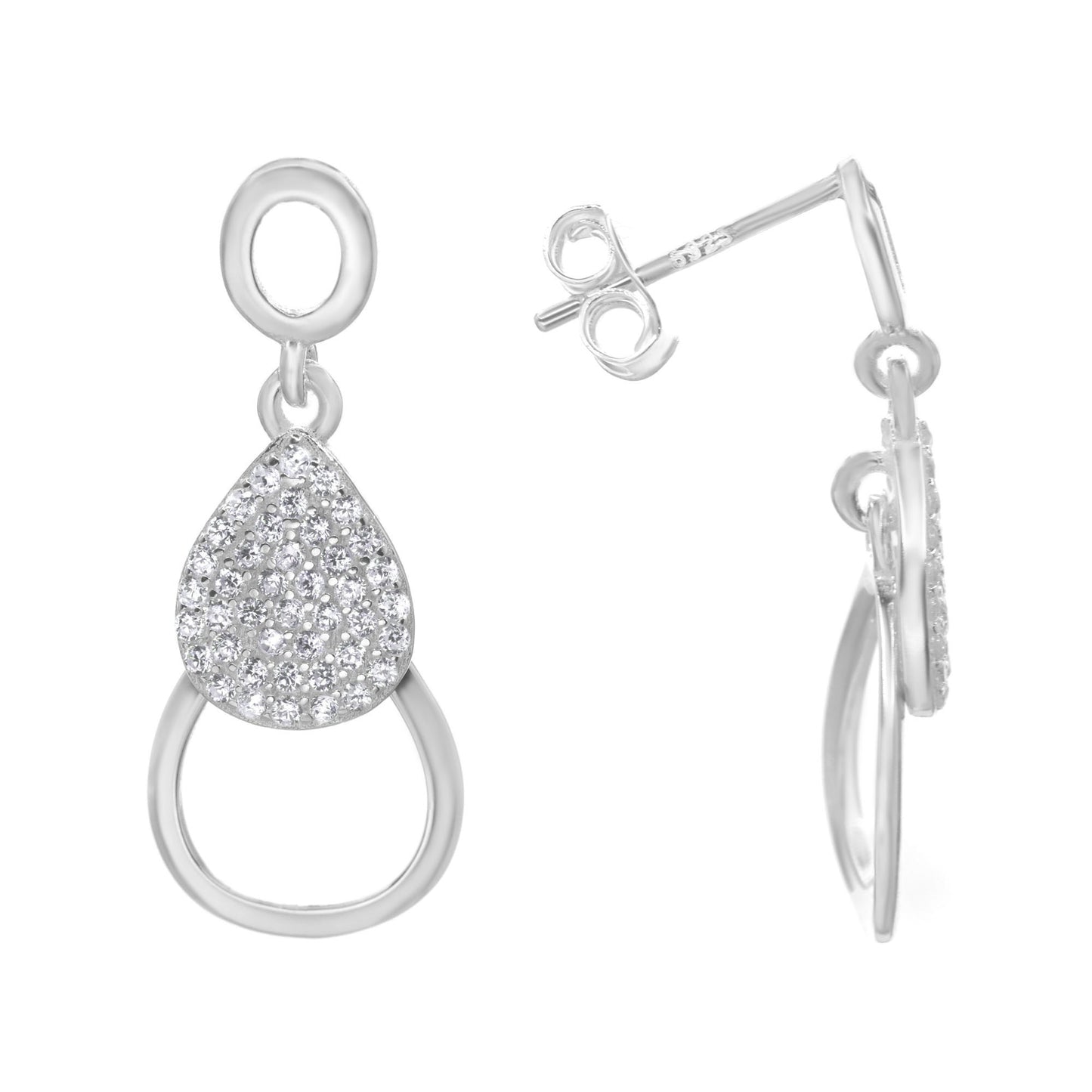 Aros de Plata 925 Diseño Gota de Circones con Silueta Gota