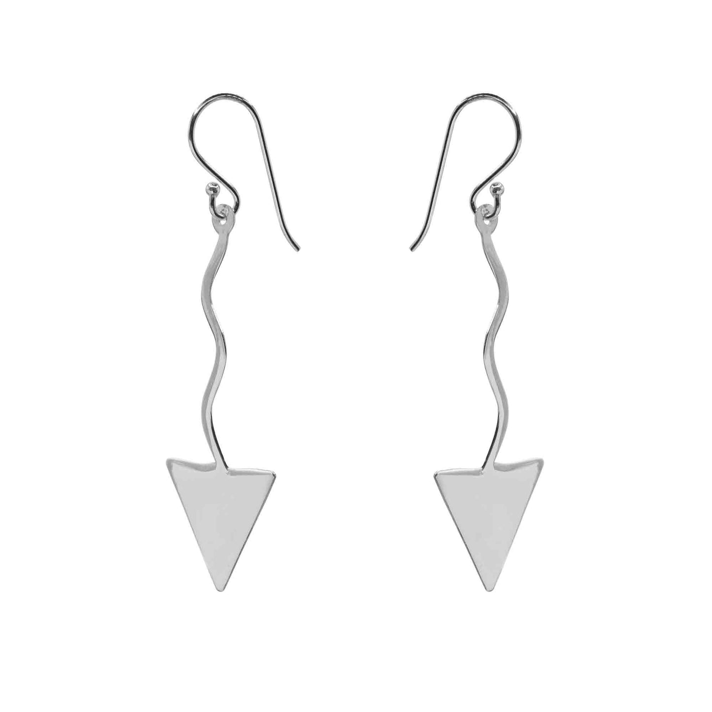 Aros de Plata 925 Diseño Onda Lisa y Triángulo Liso