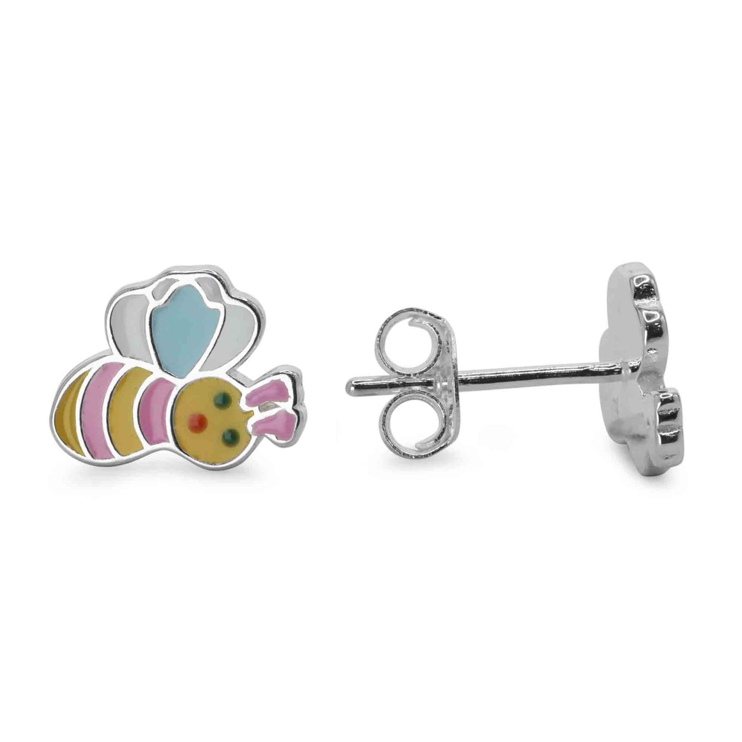 Aros de Plata 925 Modelo Abejas Esmaltadas