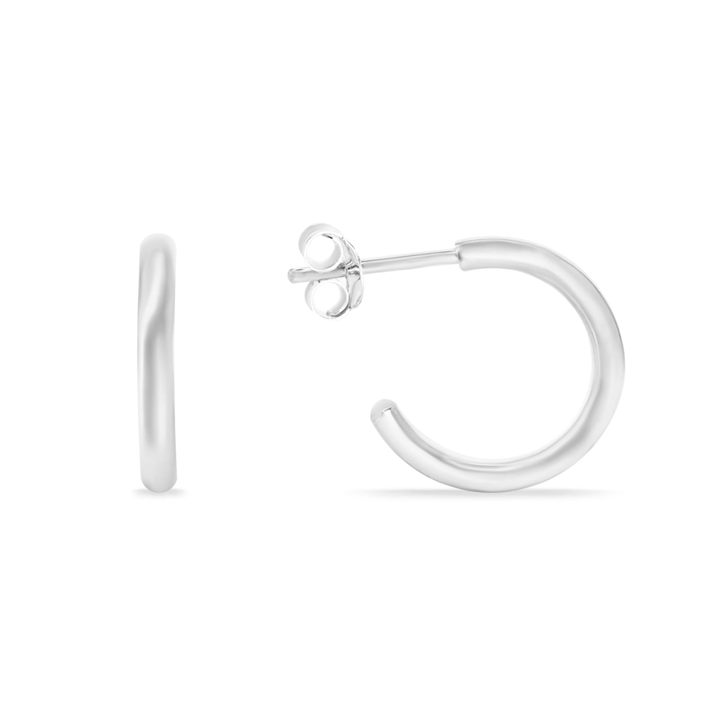 Aros de Plata 925 Semi Argolla Tubular Lisa