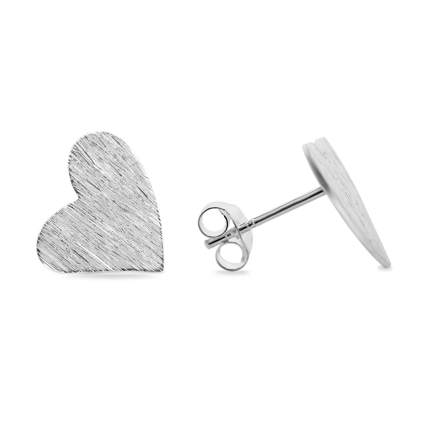 Aros en Plata 925 Corazón Irregular Satinado