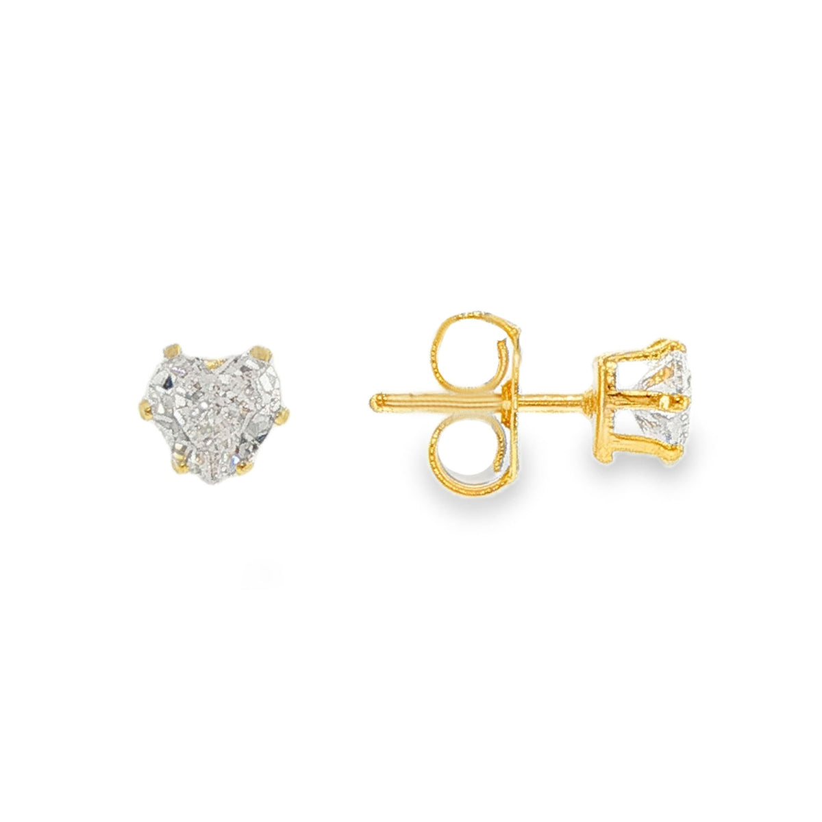 Aros Enchapado en Oro Circón Corazón 6 mm
