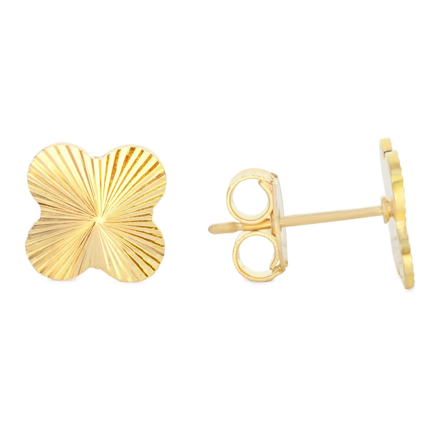 Aros Enchapado en Oro Diseño Flor Texturizada