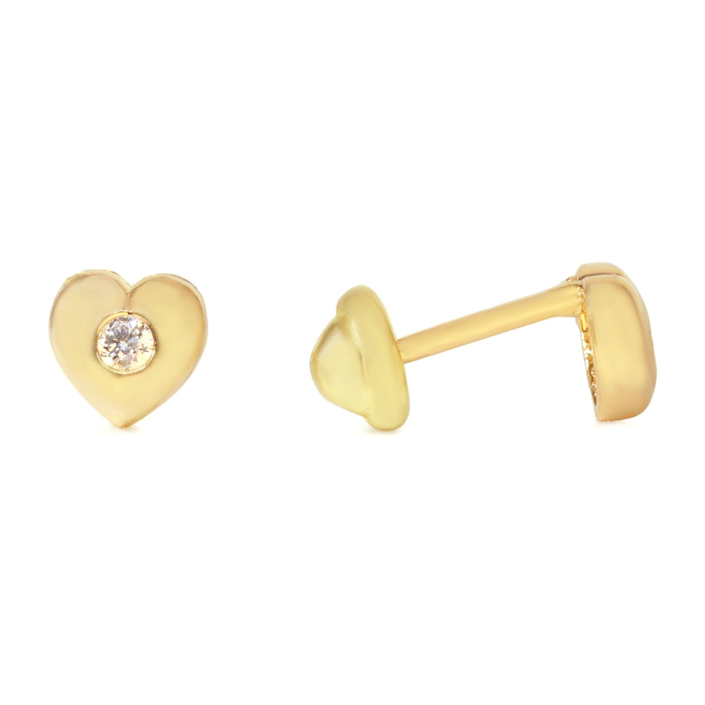 Aros Enchapado en Oro Diseño Tope Corazón con Circón