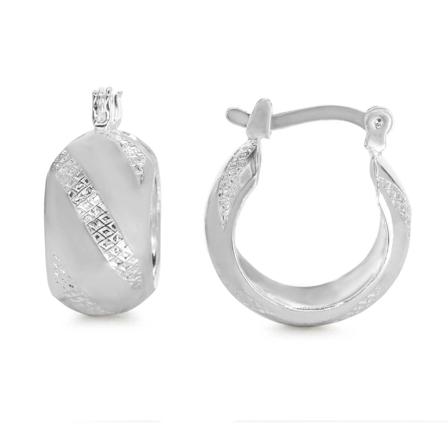Aros Enchapado en Plata Argolla Biselada con Broche Criollo