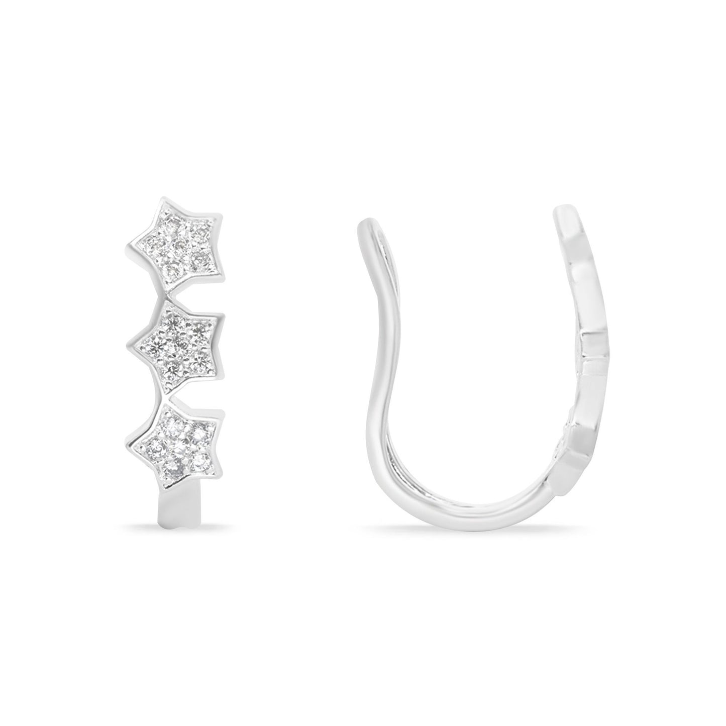 Aros Enchapado en Plata Cuff con Serie de Estrellas de Circones