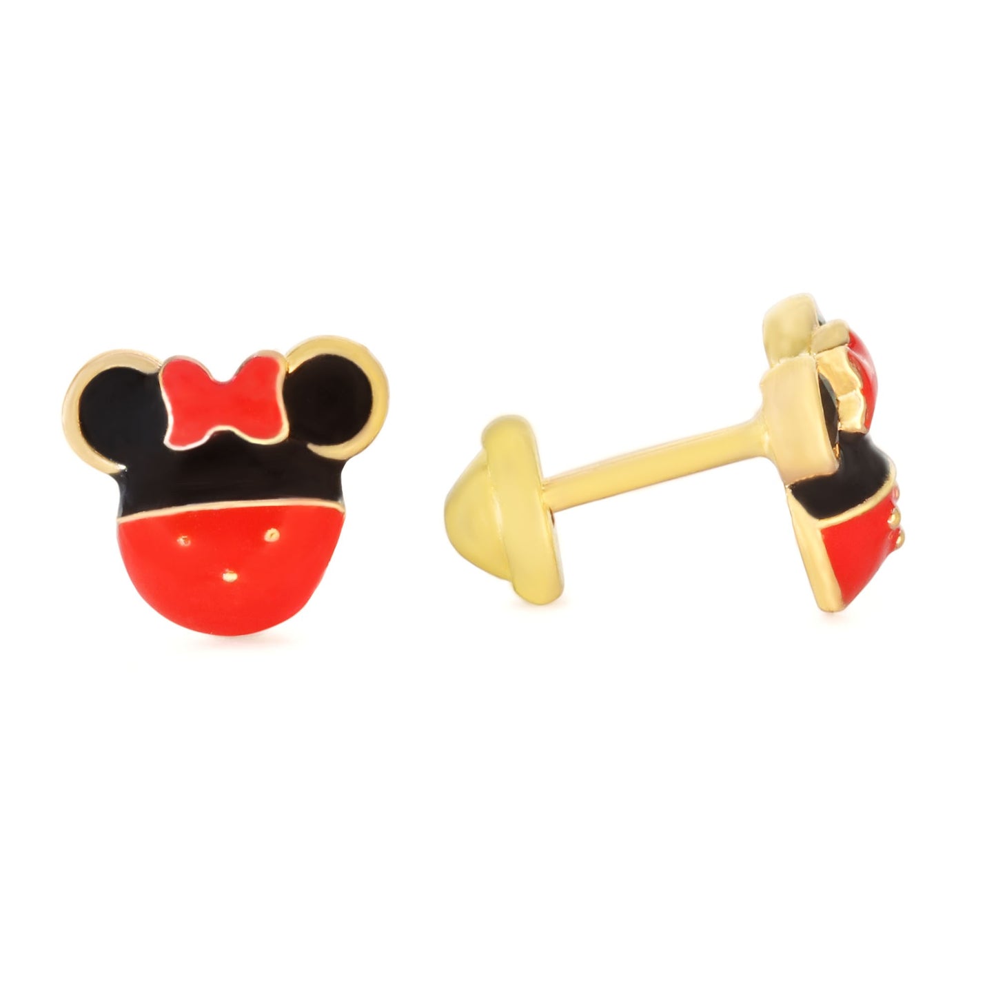 Aros Enchapados en Oro Estilo Minnie Mouse Esmaltada tope