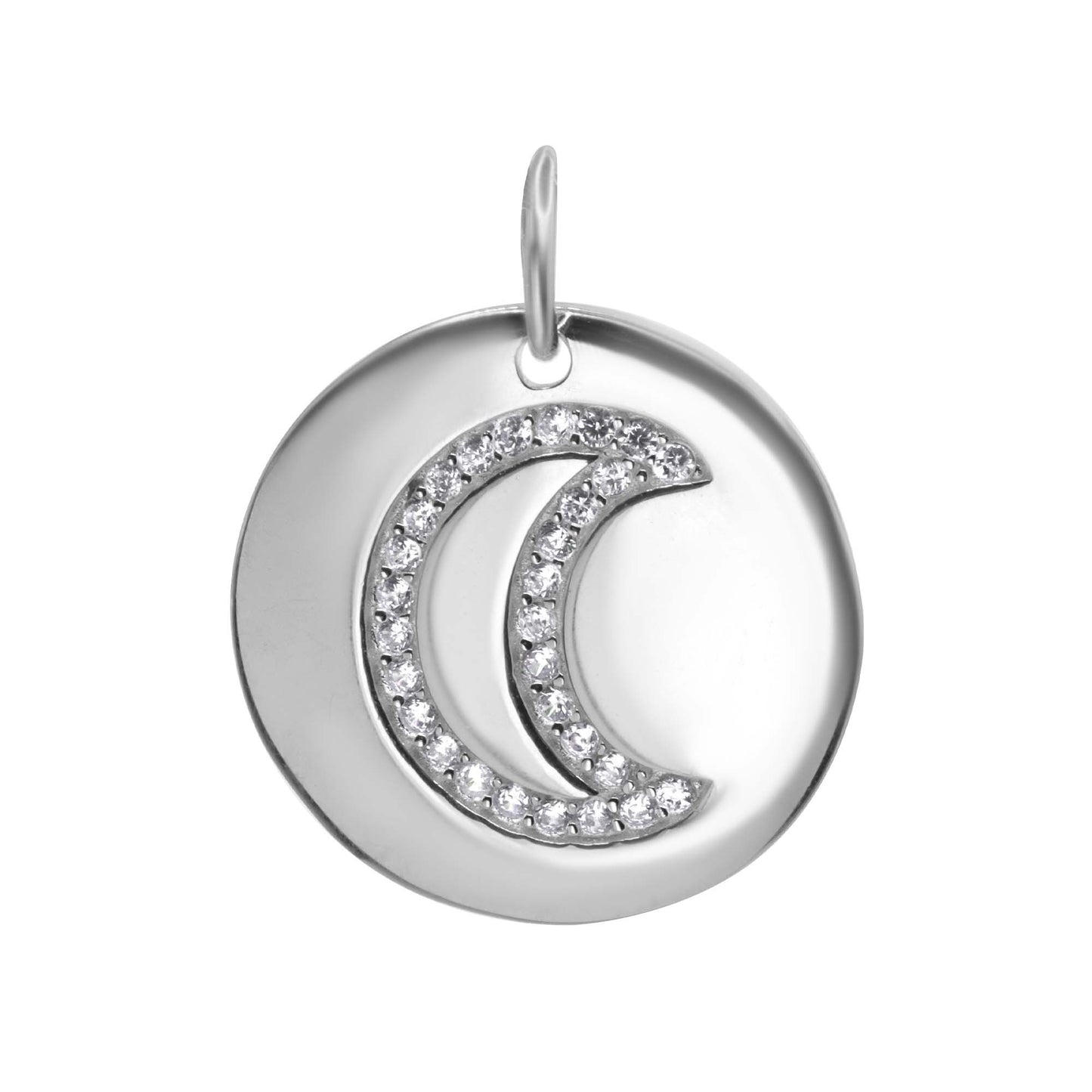 Colgante de Plata 925 Diseño Circular con Luna de Circones