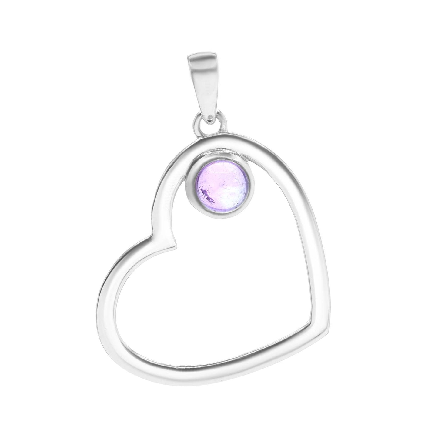 Colgante de Plata 925 Diseño Corazón con Piedra Amatista