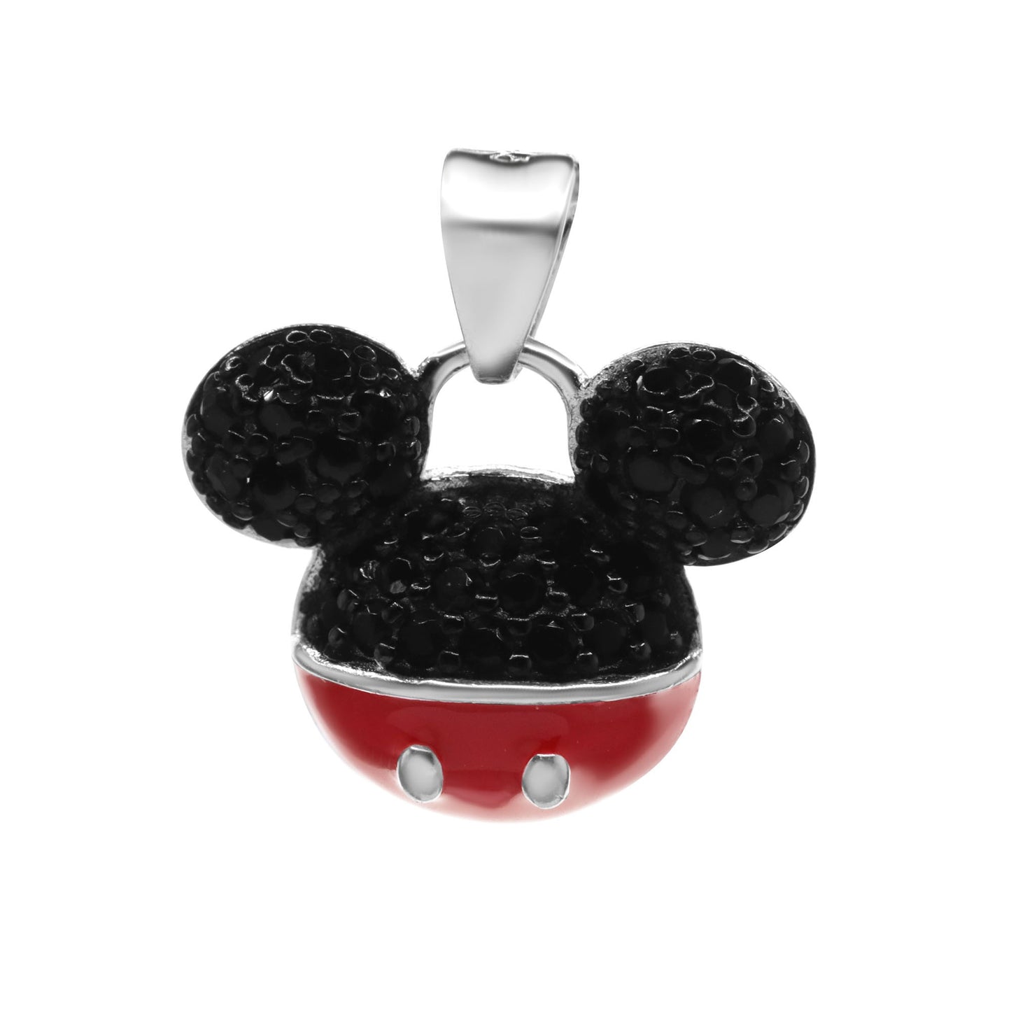 Colgante de Plata 925 Diseño Mickey Mouse Esmaltado y Circones Ónix