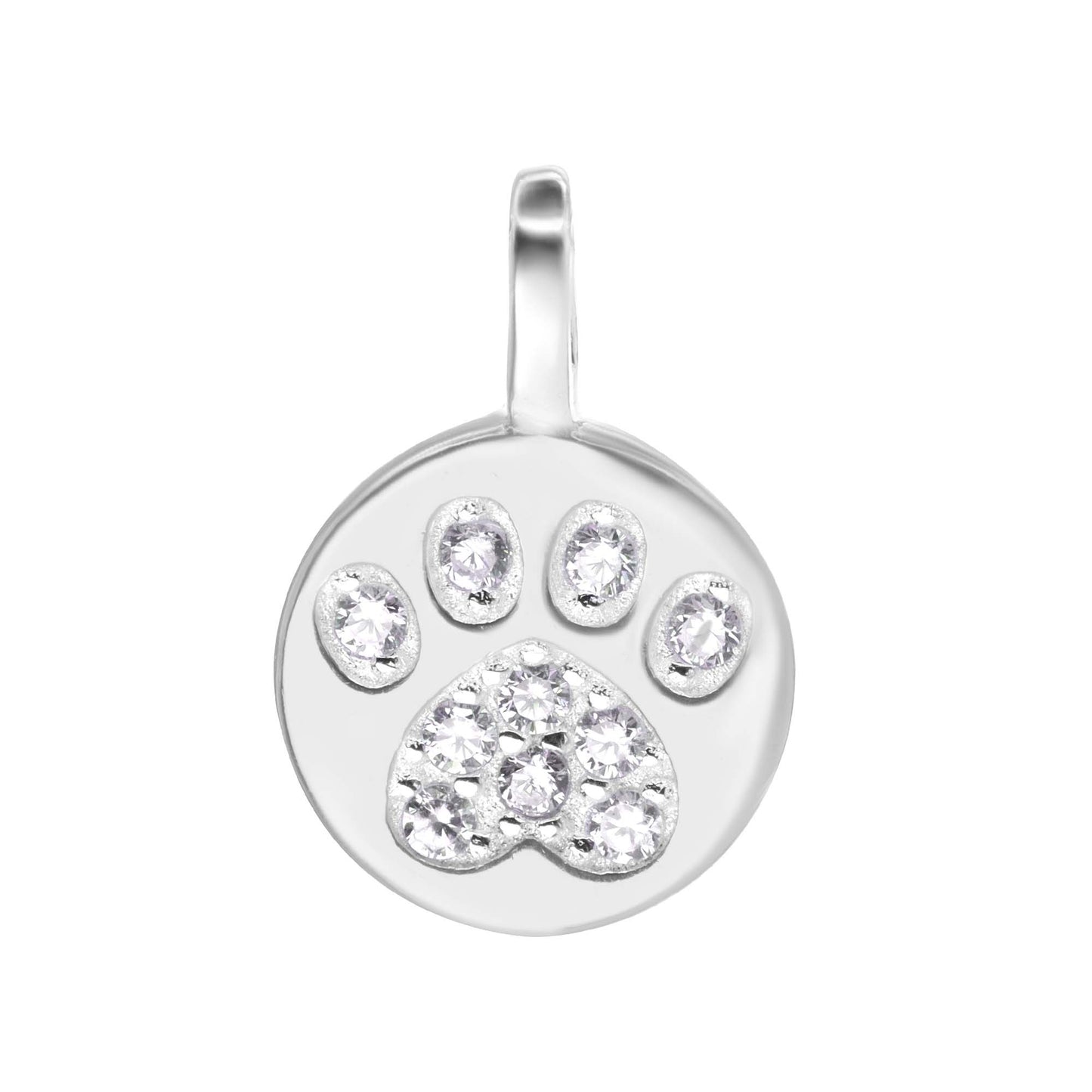 Colgante de Plata 925 Diseño Placa Circular con Huella de Circones