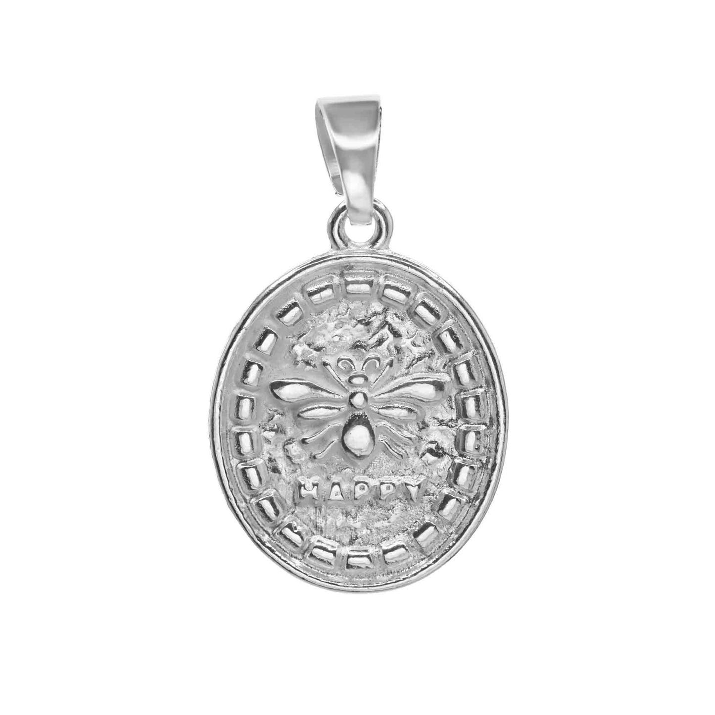 Colgante Enchapado en Plata Estilo Medalla "Happy"