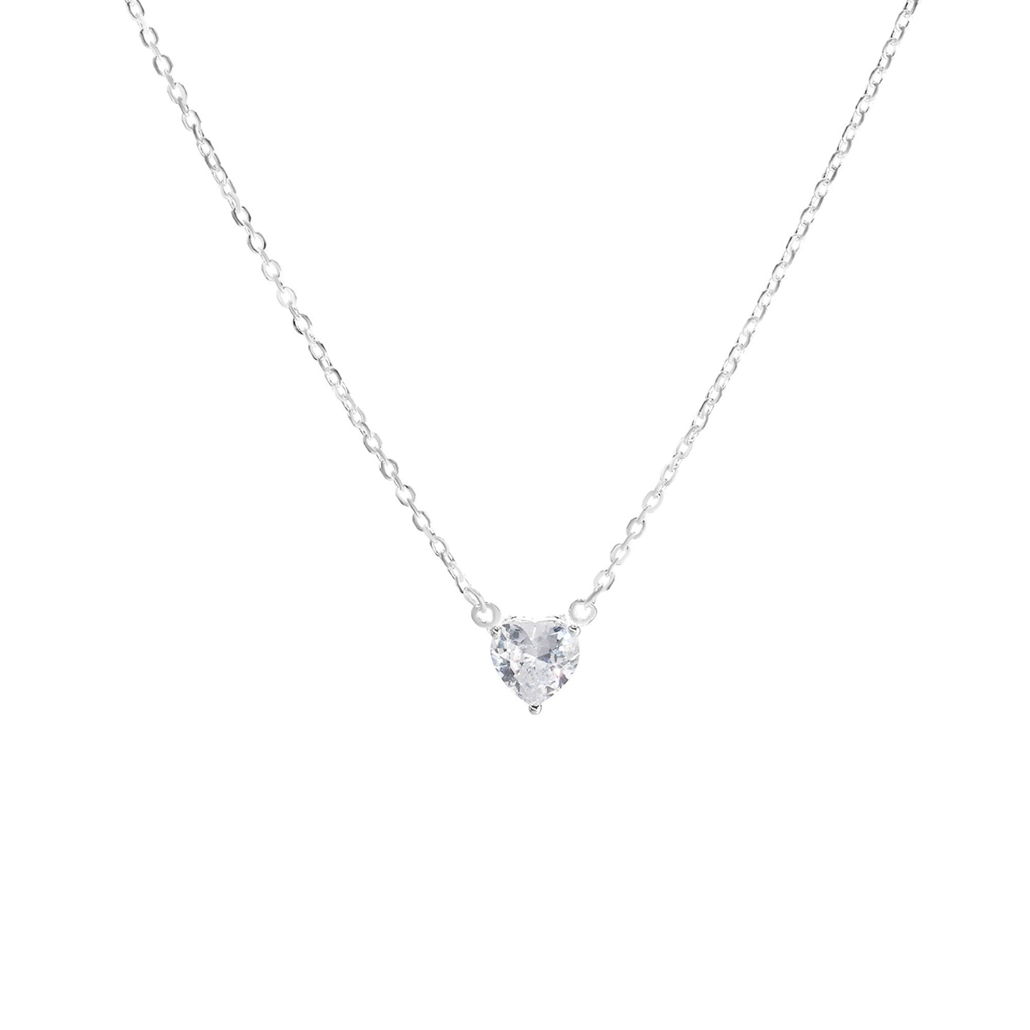 Collar de Plata 925 Diseño Circón Corazón 7 mm