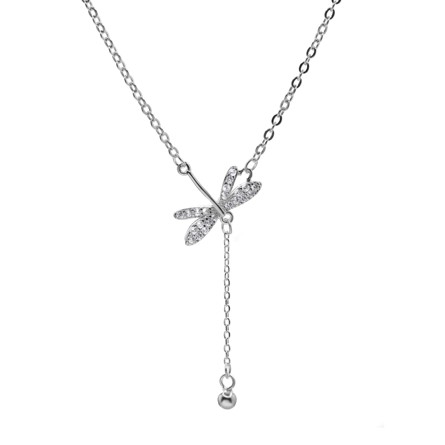 Collar de Plata 925 Diseño Libélula de Circones con Colgante Esfera