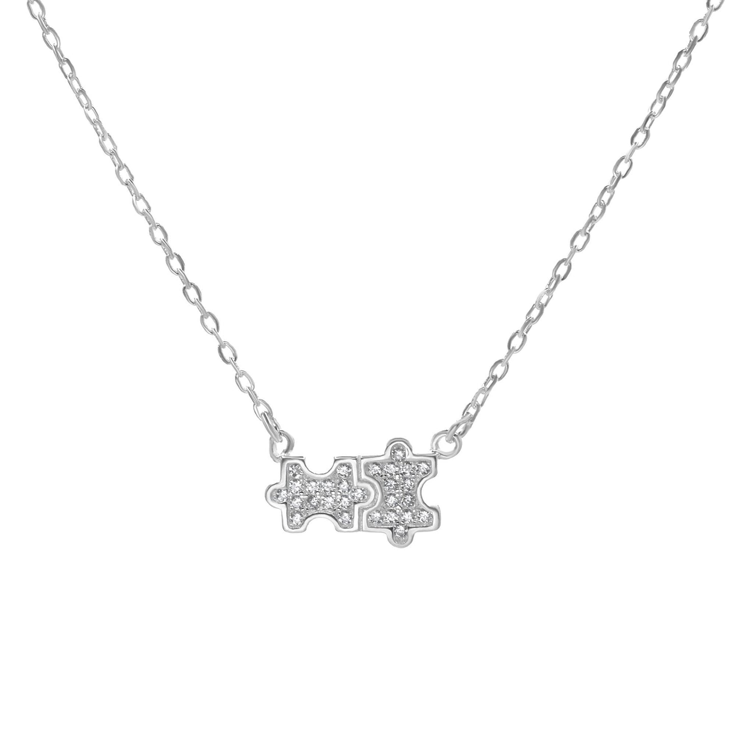Collar de Plata 925 Diseño Rompe Cabezas de Circón