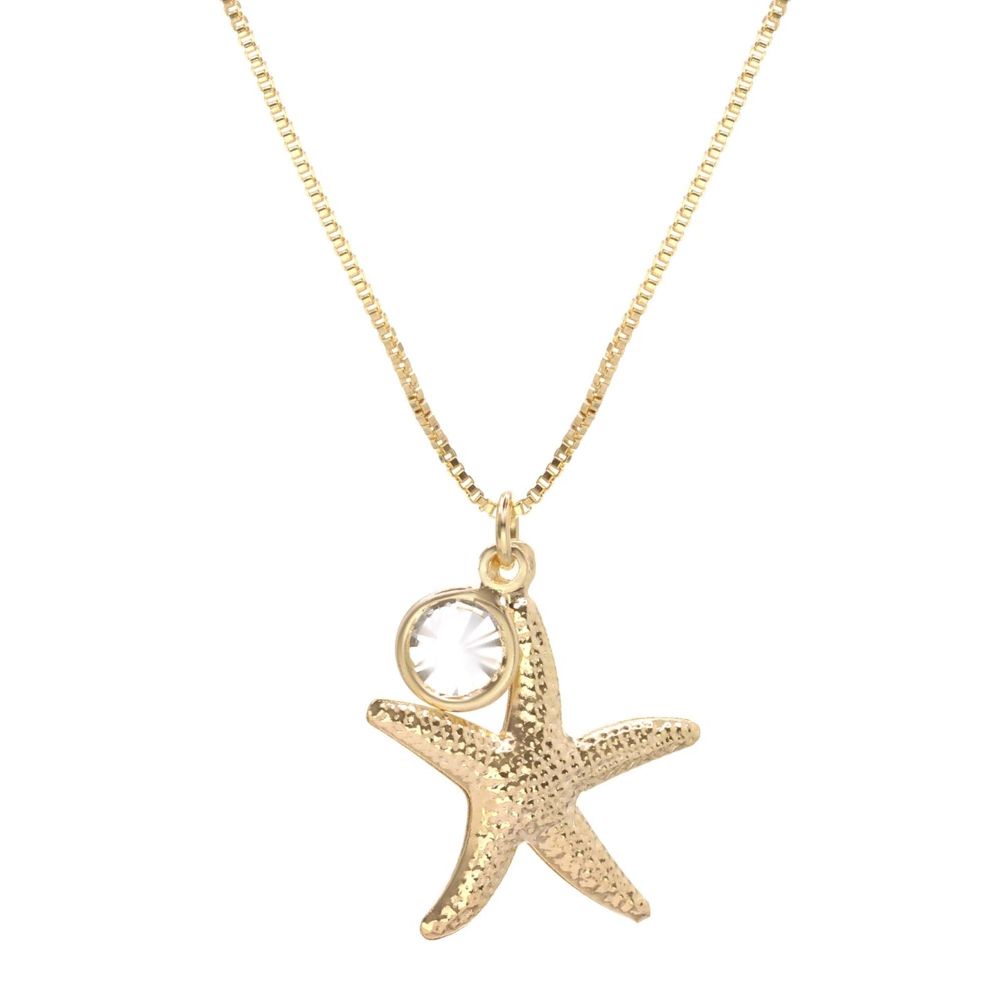 Collar Enchapado en Oro Diseño Marino con Estrella y Circón colgante