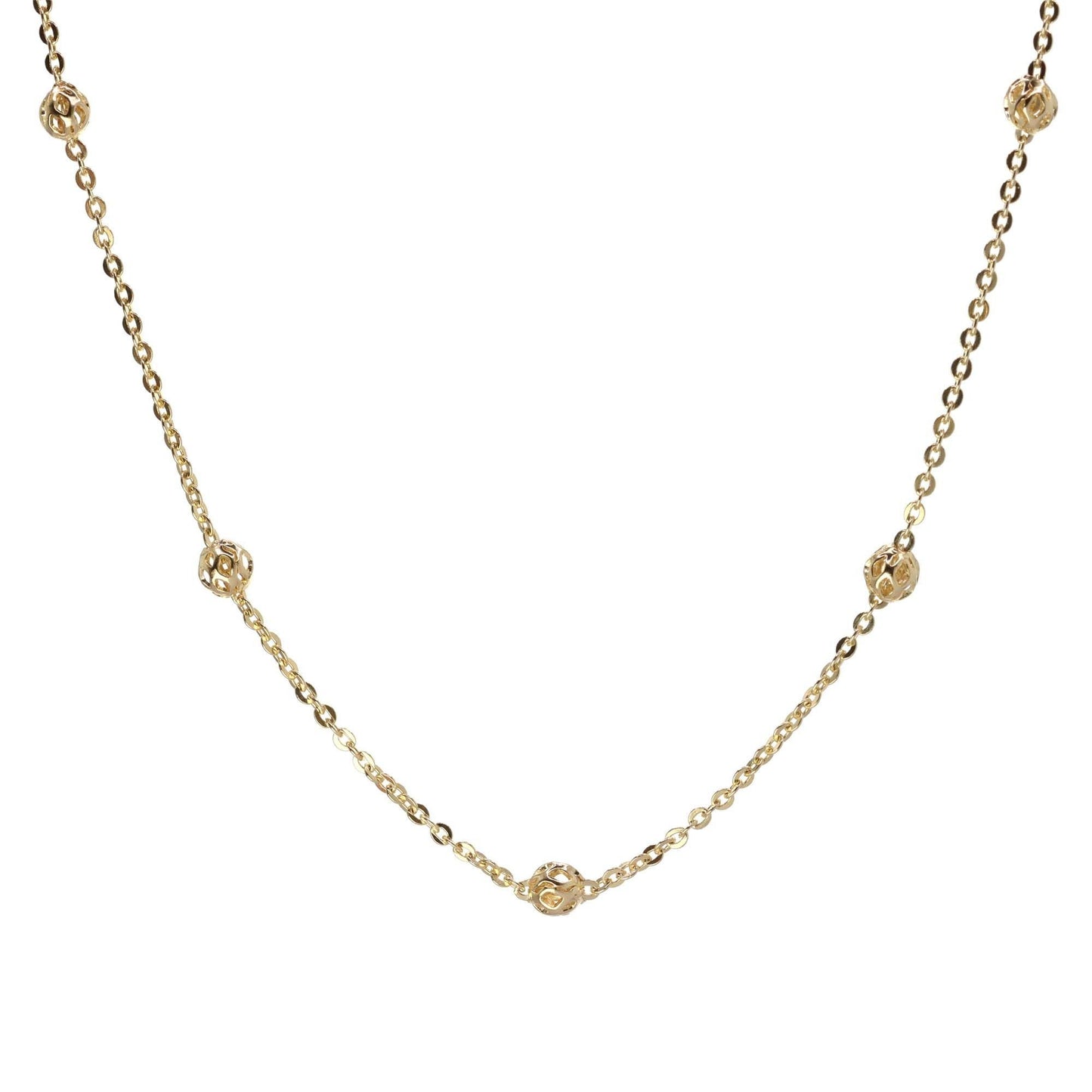 Collar Enchapado en Oro Diseño Serie de Esferas Caladas