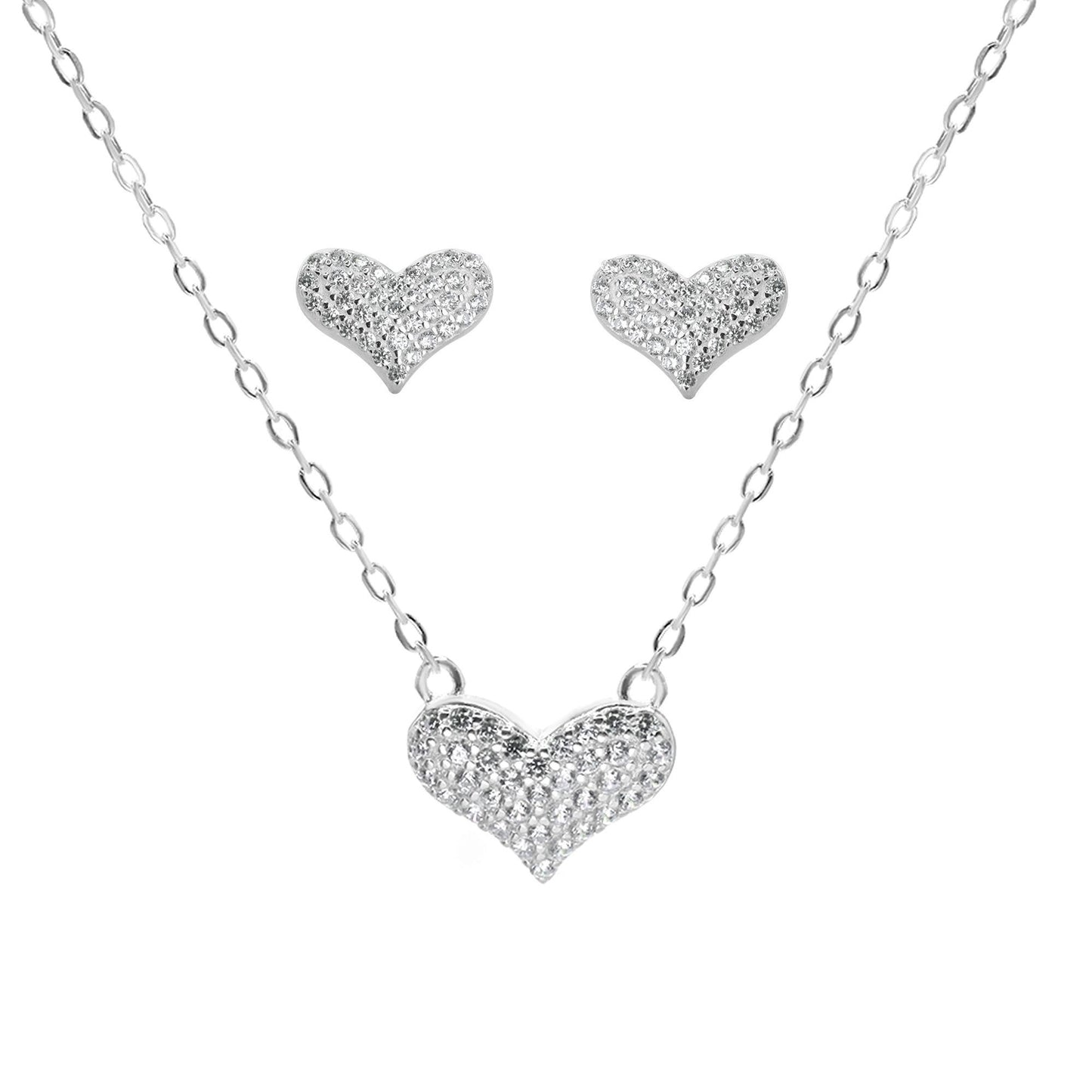 Conjunto de Plata 925 Diseño Corazón de Circones