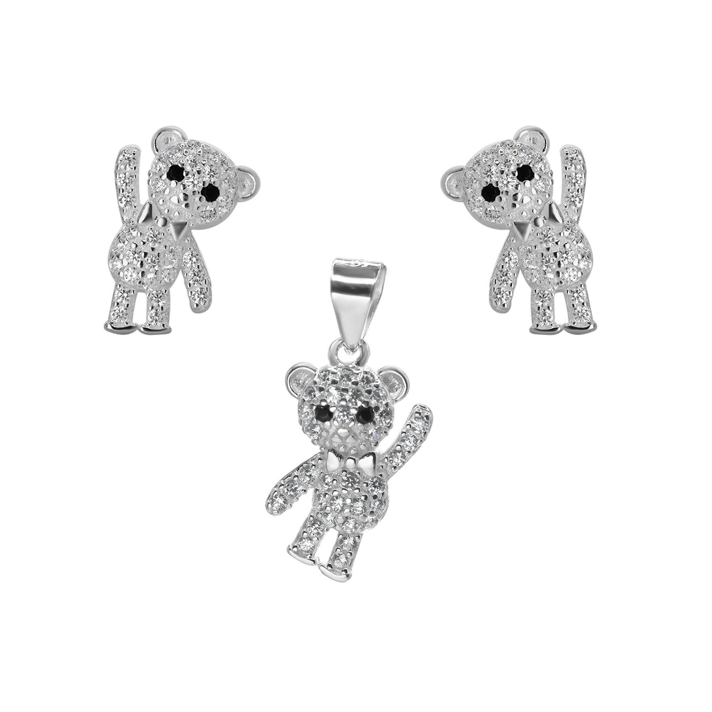 Conjunto de Plata 925 Diseño Oso de Circones