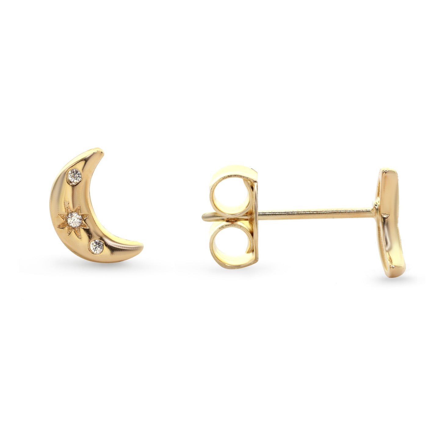 Conjunto Enchapado en Oro Diseño Media Luna con Circones