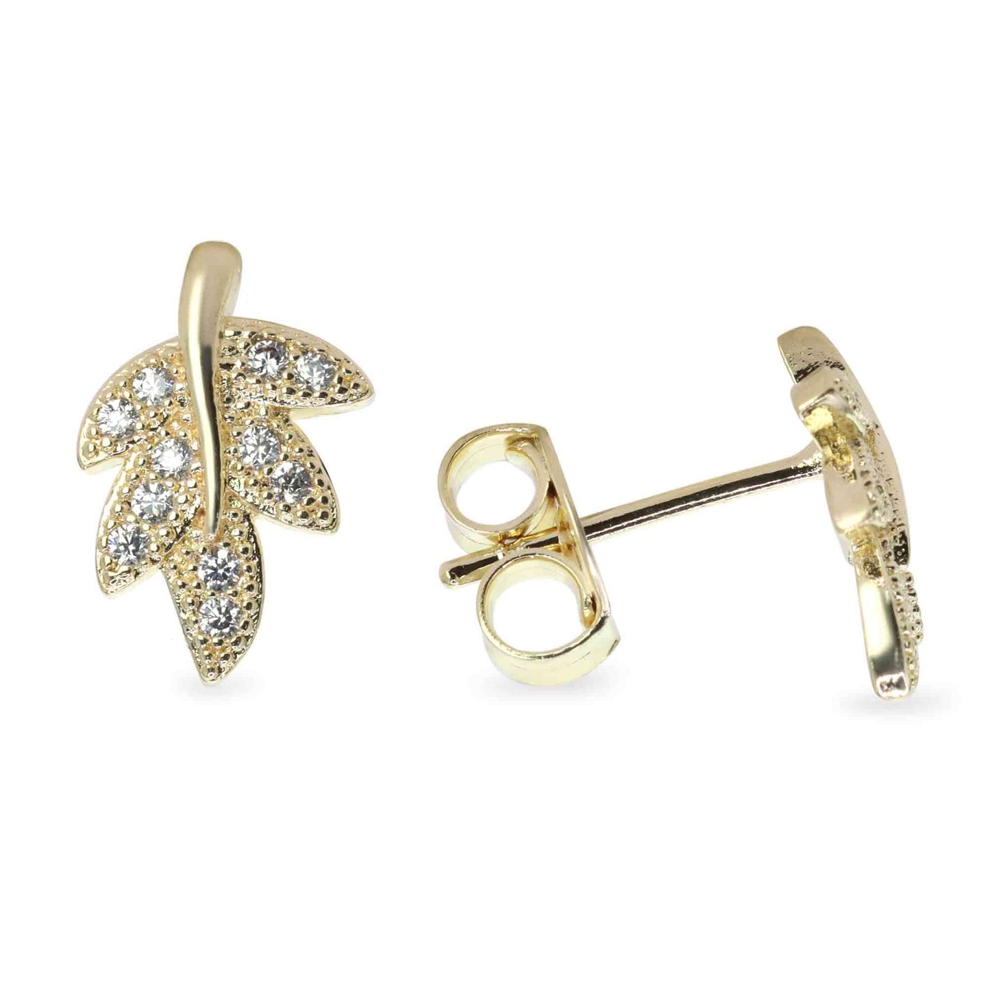 Conjunto Enchapado en Oro Hojas con Circones