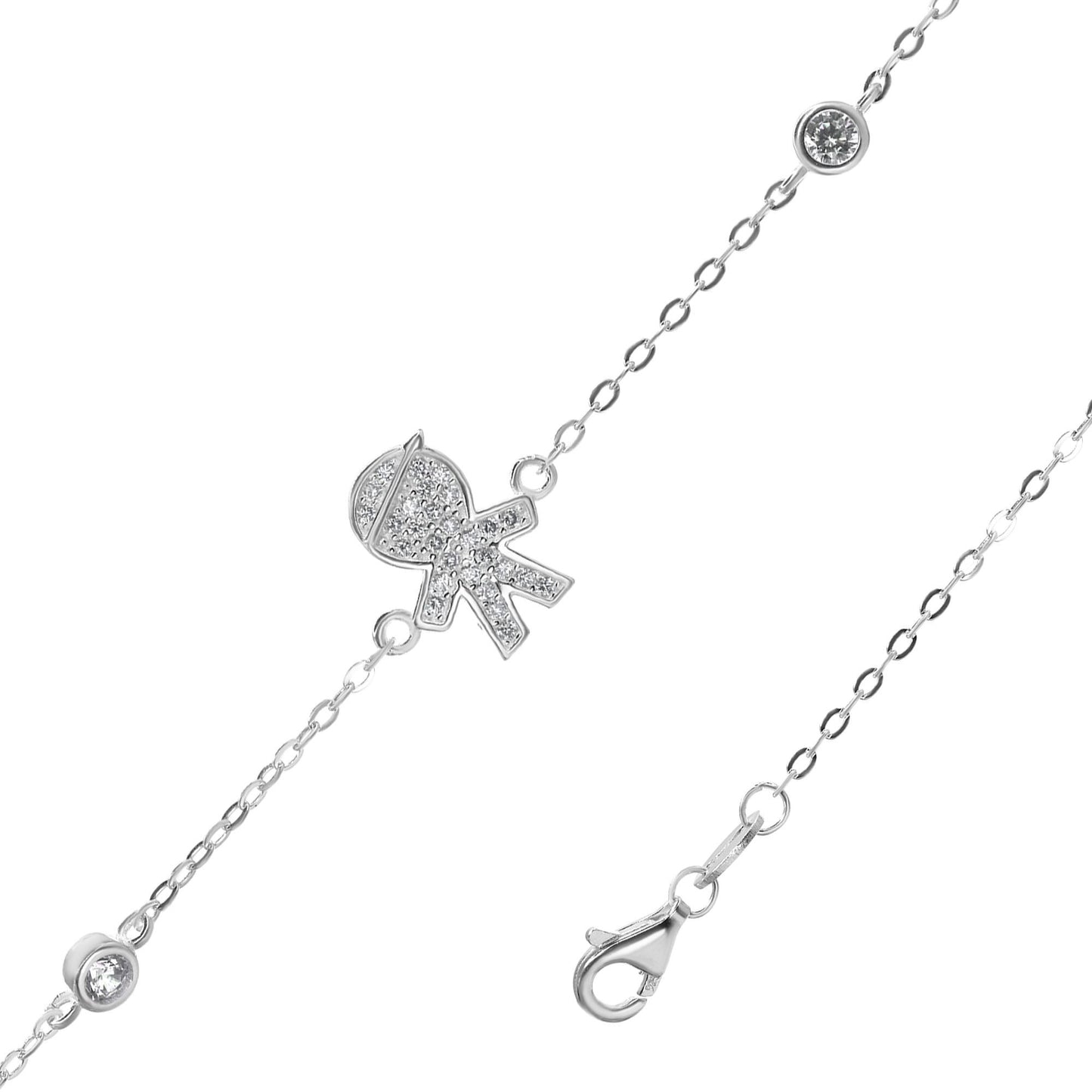 Pulsera de Plata 925 Diseño Figura Niño de Circones