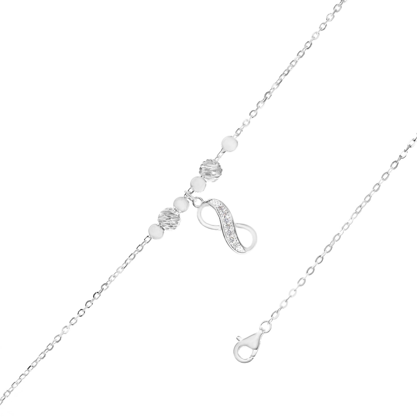 Pulsera de Plata 925 Diseño Infinito con Esferas