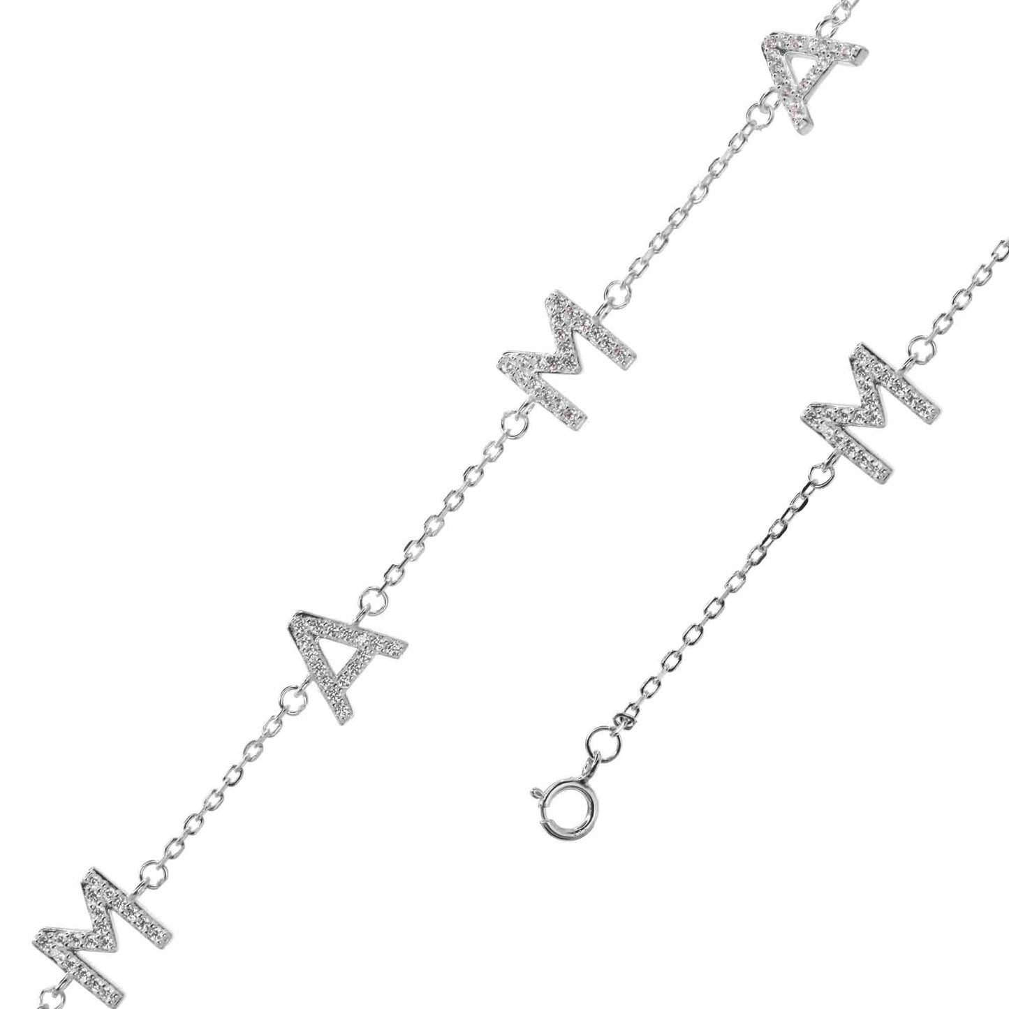 Pulsera de Plata 925 Diseño " Mamá" con Circón