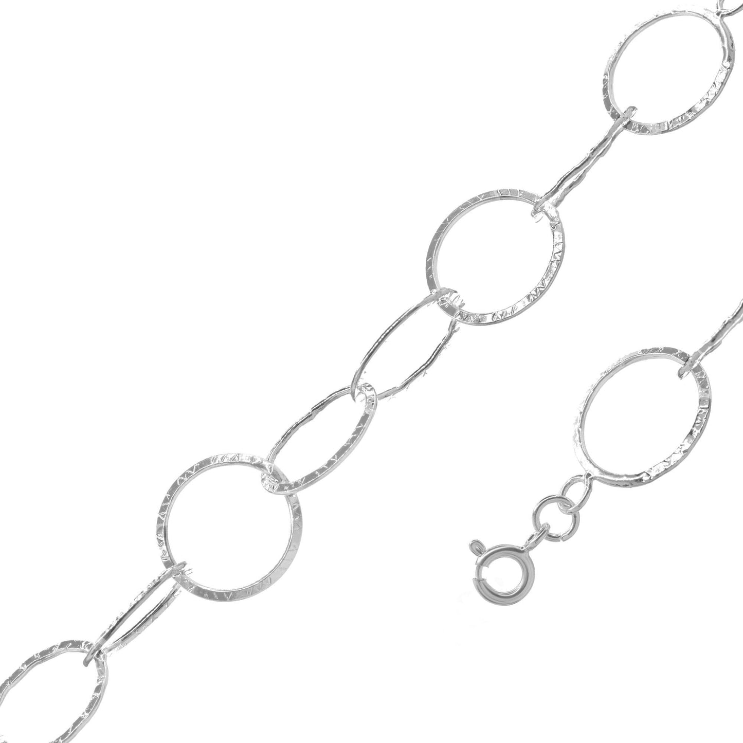 Pulsera Enchapado en Plata Diseño Serie de Argollas Enlazadas