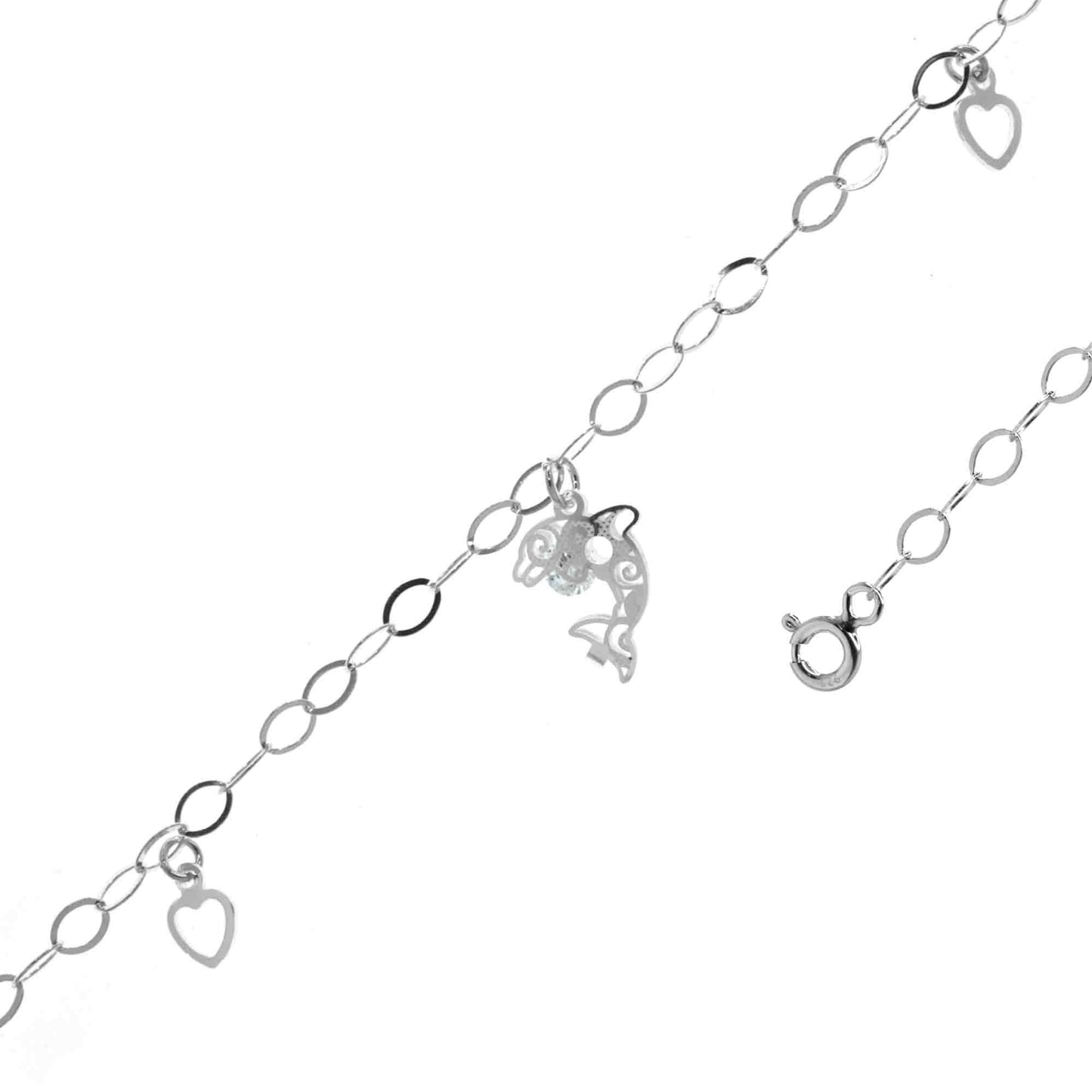 Tobillera de Plata 925 Delfín con Pequeño Circón