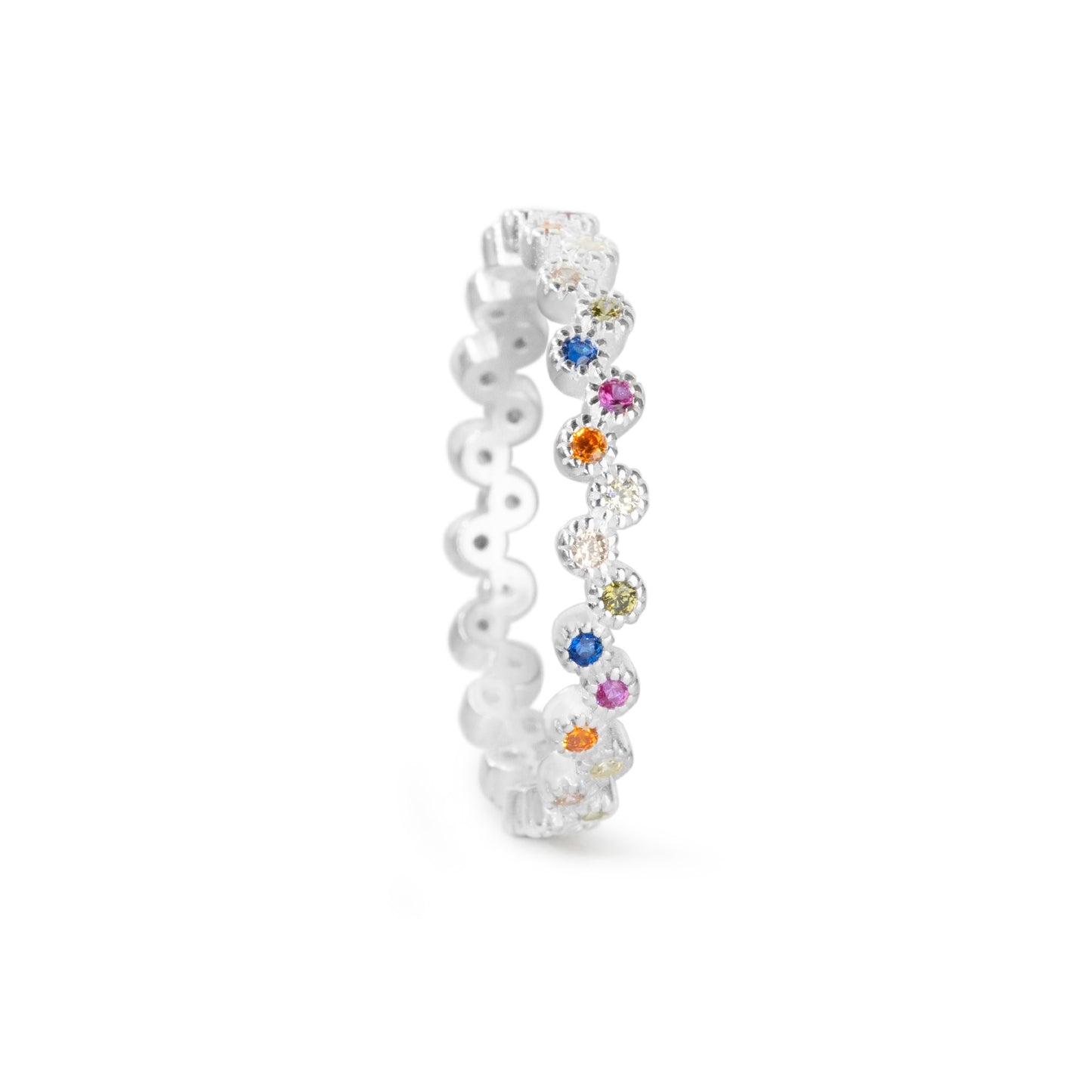Anillo de Plata 925 Cinturón de Circones de Colores
