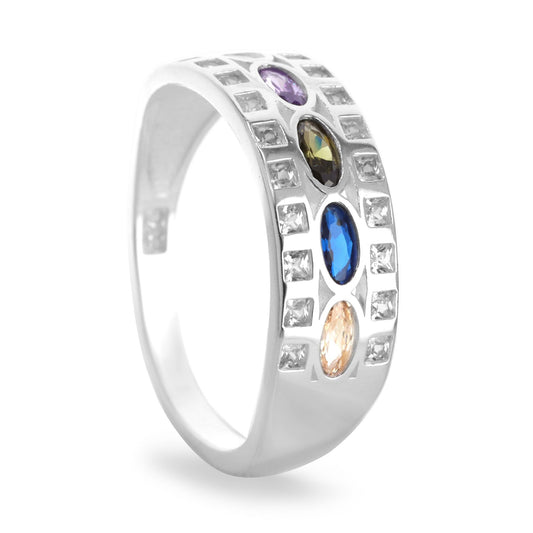 Anillo de Plata 925 Circones en Óvalos de Colores