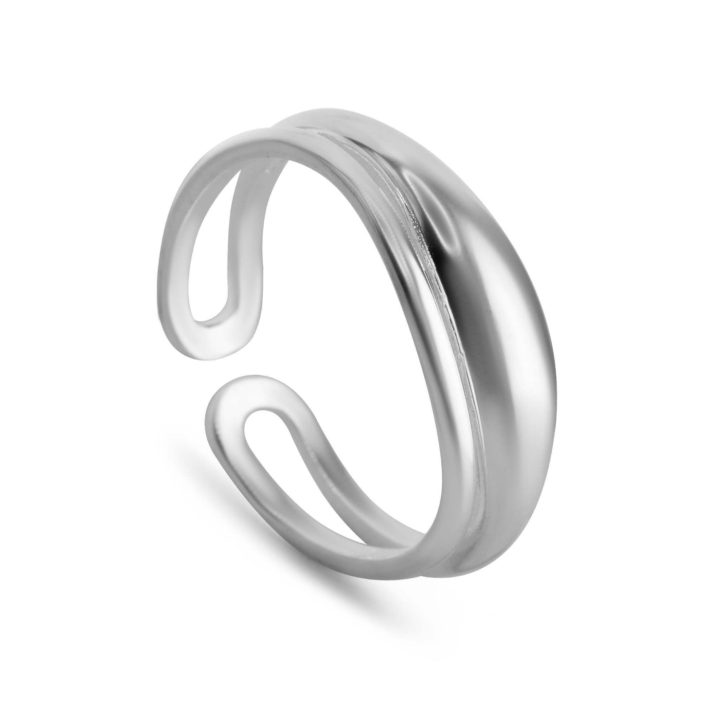 Anillo de Plata 925 Diseño Abierto Doble Banda Irregular