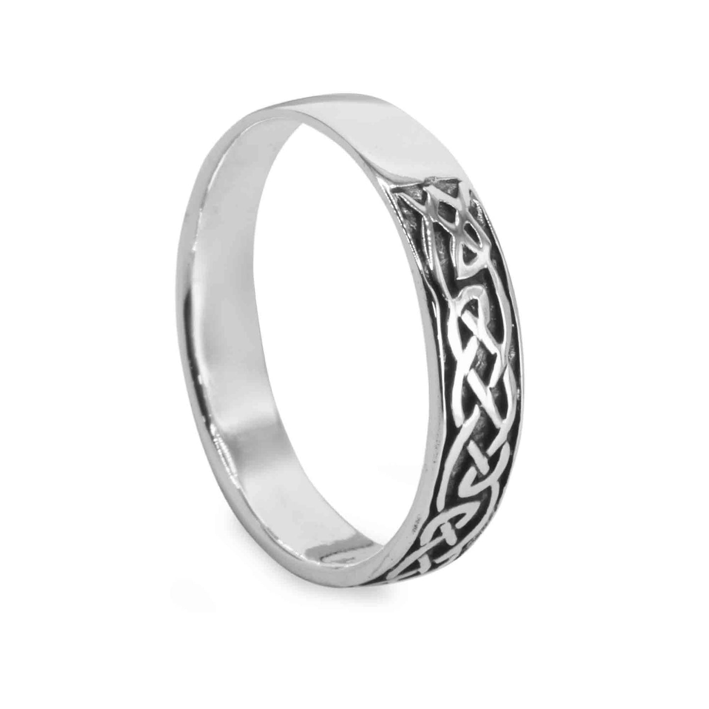 Anillo de Plata 925 Diseño Celta y Banda Lisa