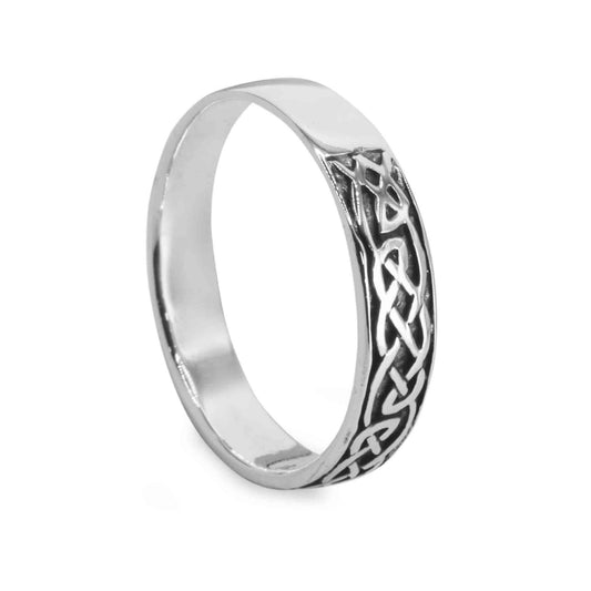 Anillo de Plata 925 Diseño Celta y Banda Lisa