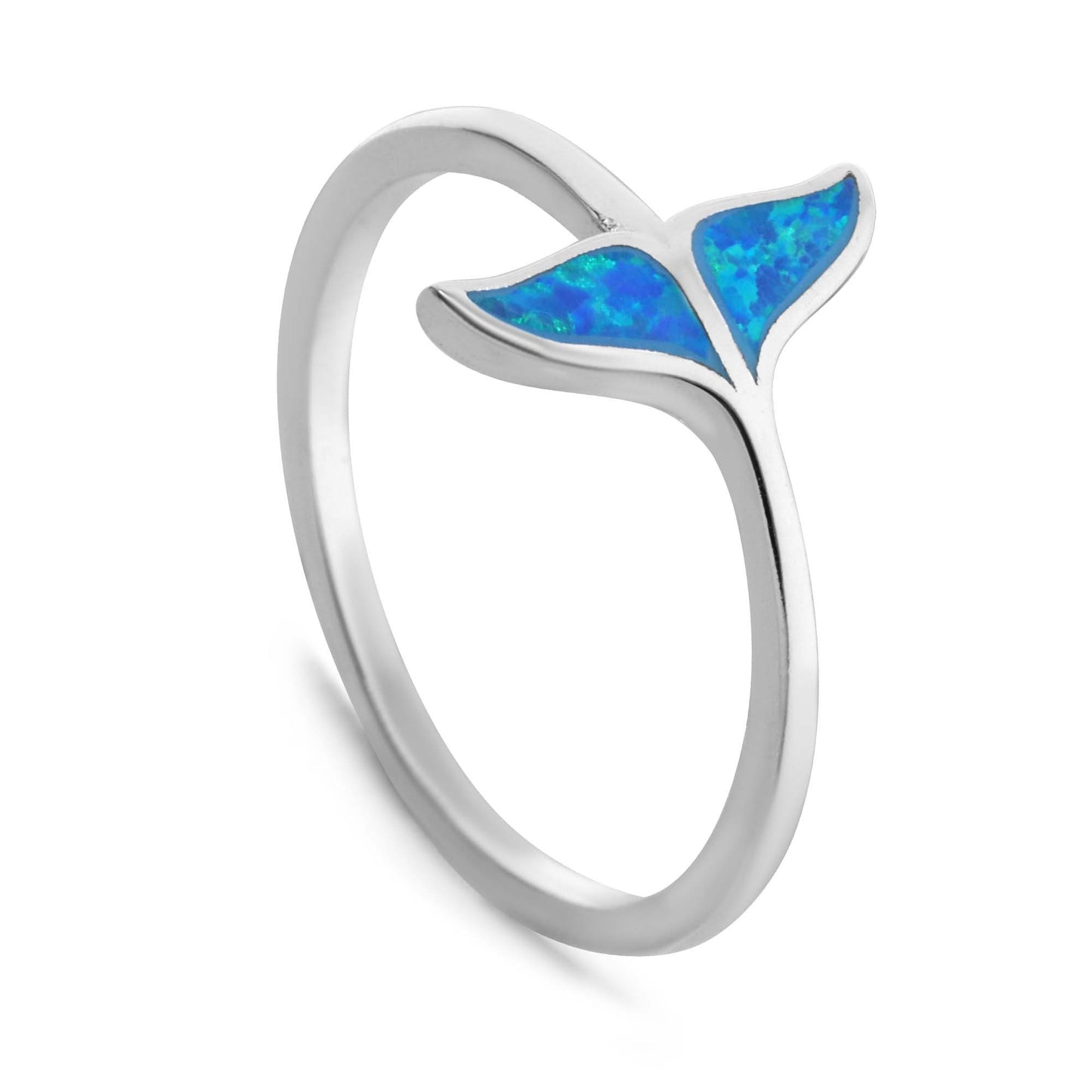 Anillo de Plata 925 Diseño Cola de Ballena con Ópalo