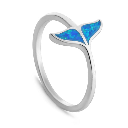 Anillo de Plata 925 Diseño Cola de Ballena con Ópalo