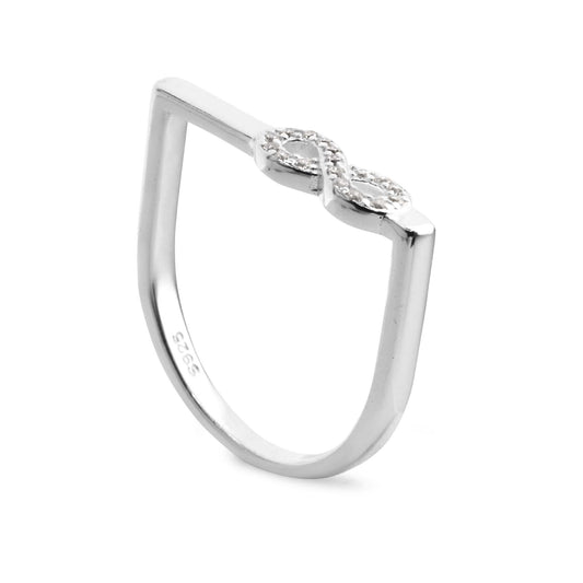 Anillo de Plata 925 Diseño Marco Liso con Infinito de Circón