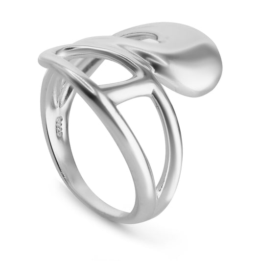 Anillo de Plata 925 Diseño Mixto Doble Gota Cruzada