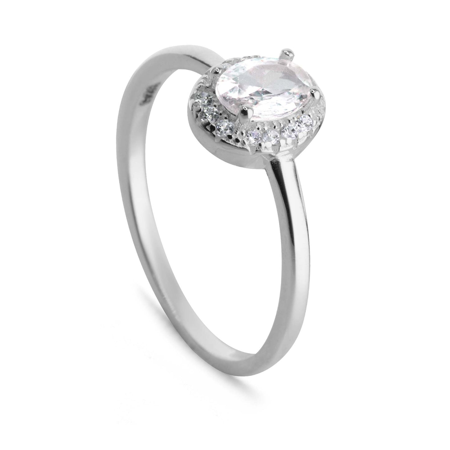 Anillo de Plata 925 Diseño Ovalado de Circón