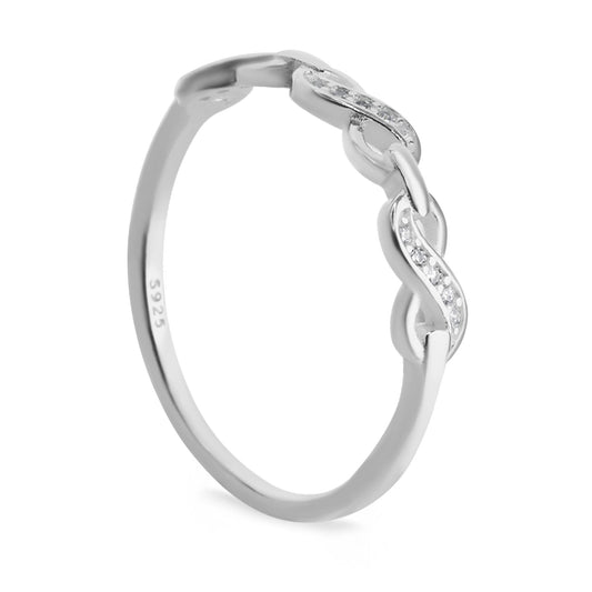 Anillo de Plata 925 Diseño Serie de Infinitos con Circones